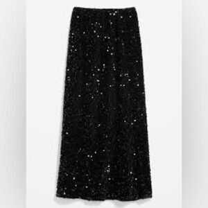 Old Navy Black Sequin Midi Skirt – Medium – NWT – Maximalist Glam, Party-Ready